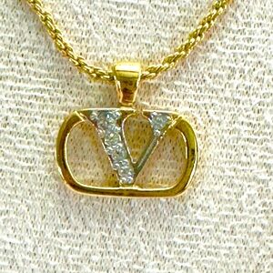 Valentino Garavani V Logo Necklace